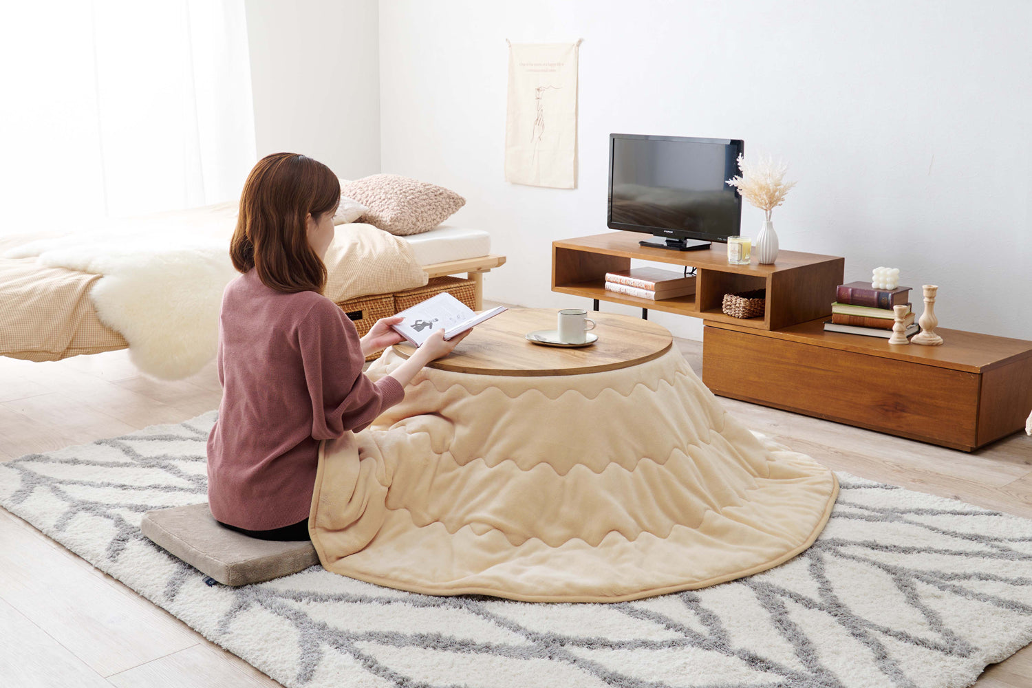 ダイニングコタツ&掛け布団セット150×90cm ナチュラル 組付け 6 ダイニングコタツ&掛け布団セット150×90cm ナチュラル 組付け 6