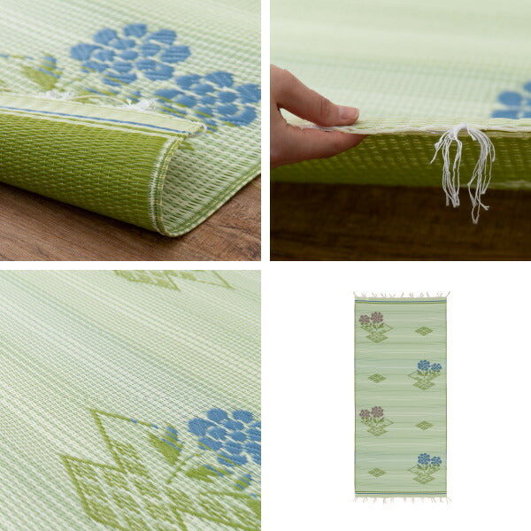 ラグ ビニール風 ゴザ #110 結び 95.5×191cm 【本間1畳】1帖 い草風 花ござ 洗える カーペット ゴザ ござ 柄上敷き ペット い草風カーペット 畳の上に敷くもの 国産 掃除しやすい 長さ調節 京間 関西間 63間 六三間 畳交換 畳替