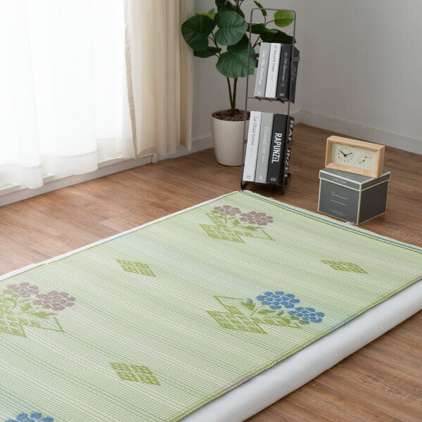 ラグ ビニール風 ゴザ #110 結び 95.5×191cm 【本間1畳】1帖 い草風 花ござ 洗える カーペット ゴザ ござ 柄上敷き ペット い草風カーペット 畳の上に敷くもの 国産 掃除しやすい 長さ調節 京間 関西間 63間 六三間 畳交換 畳替