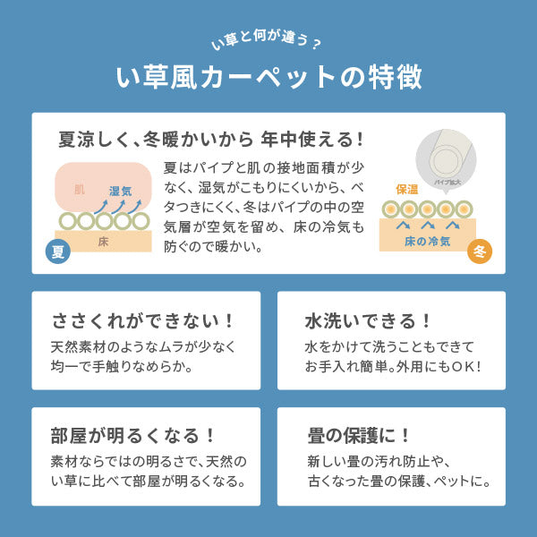 ビニール風花ござ #110 結び 約264×264cm 【58間4.5畳】4.5帖 4畳半 敷き詰めカーペット 屋外屋内兼用 洗えるラグ 和風敷物 花茣蓙 柄上敷き ペット い草風カーペット 畳の上に敷くもの 国産 掃除しやすい 長さ調節 畳交換 畳替え