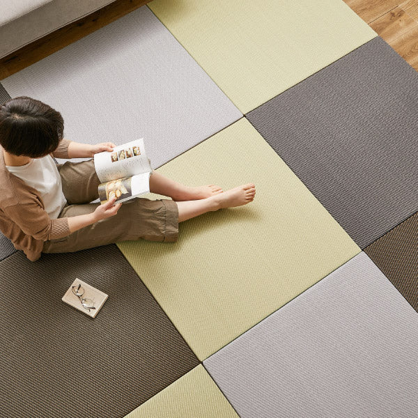 水拭きできる PP 置き畳 綾模様(あやもよう) 約65×65×2.5cm【同色6枚セット】1.5畳 ポリプロピレン 半畳 ふちなし 縁なし フロア畳 ユニット畳 システム畳 白麗(はくれい)グリーン ブラウン グレー ペット 子供部屋畳 マット 琉球畳