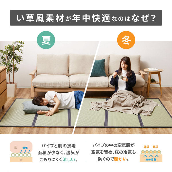 ビニール風 4つ折り 畳マットレス 伏見 ブルー 約140×200cm 【ダブル】【約2畳弱】い草風 水拭きOK キッズラグ キッズ畳 プレイマット ペット 折りたたみ 折り畳み 畳マット 置き畳 モダン 布団の下 フローリング 寝具 無地 軽量 軽い 介護 萩原
