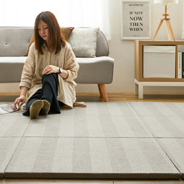 カット出来るファブリック置き畳 ボーナ 約82×82×2.5cm 【同色12枚セット】ヘリンボーン 小上がり キッズスペース 約半畳 1枚 へりなし畳 フロア畳 ユニット畳 システム畳 可愛い DIY 防音対策 あったか 暖かいフロアー畳 フローリング畳 滑り止め付 萩原