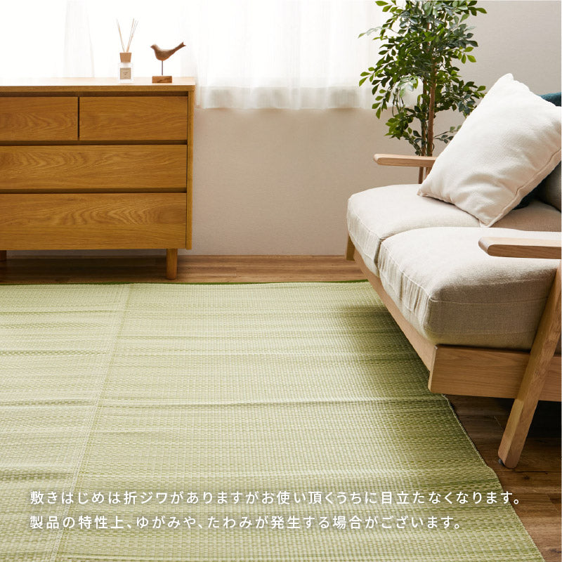 ラグ ビニール風 ゴザ ライアン 【1畳・2畳・3畳・4畳・4.5畳・6畳・8畳・10畳・12.5畳・15畳】【江戸間・本間・団地間・三六間】上敷き 畳交換 畳替え 表替え 花ござ 洗える 無地 カーペット ござ ペット い草風カーペット 畳の上に敷くもの 国産