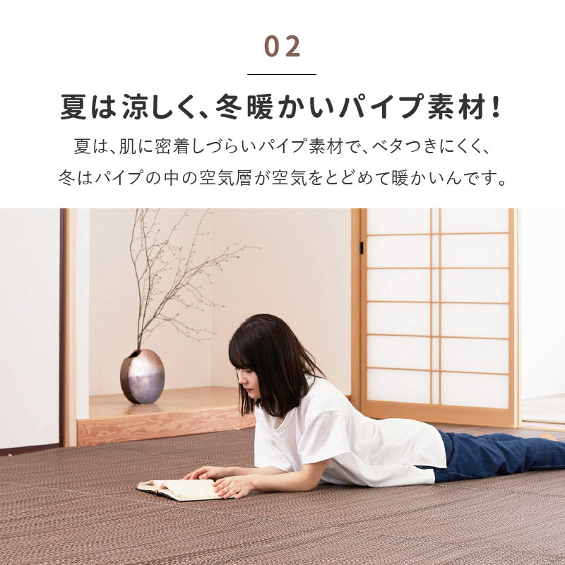 ラグ ビニール風 ゴザ ライアン 【1畳・2畳・3畳・4畳・4.5畳・6畳・8畳・10畳・12.5畳・15畳】【江戸間・本間・団地間・三六間】上敷き 畳交換 畳替え 表替え 花ござ 洗える 無地 カーペット ござ ペット い草風カーペット 畳の上に敷くもの 国産