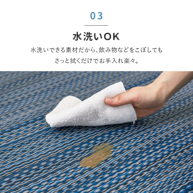 ラグ ビニール風 ゴザ ライアン 【1畳・2畳・3畳・4畳・4.5畳・6畳・8畳・10畳・12.5畳・15畳】【江戸間・本間・団地間・三六間】上敷き 畳交換 畳替え 表替え 花ござ 洗える 無地 カーペット ござ ペット い草風カーペット 畳の上に敷くもの 国産