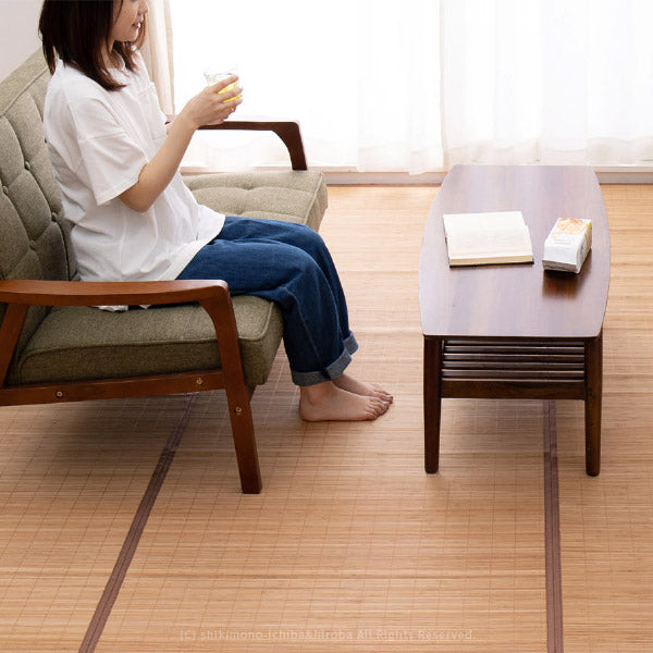 折りたためる 竹ラグ 葉月 約261×352cm 【江戸間約6畳】6帖 【長方形】 竹ラグ 無地 シンプル バンブーカーペット 竹上敷き 掃除しやすい  夏ラグ 春夏秋冬ラグ 年中 萩原 夏用 カーペット