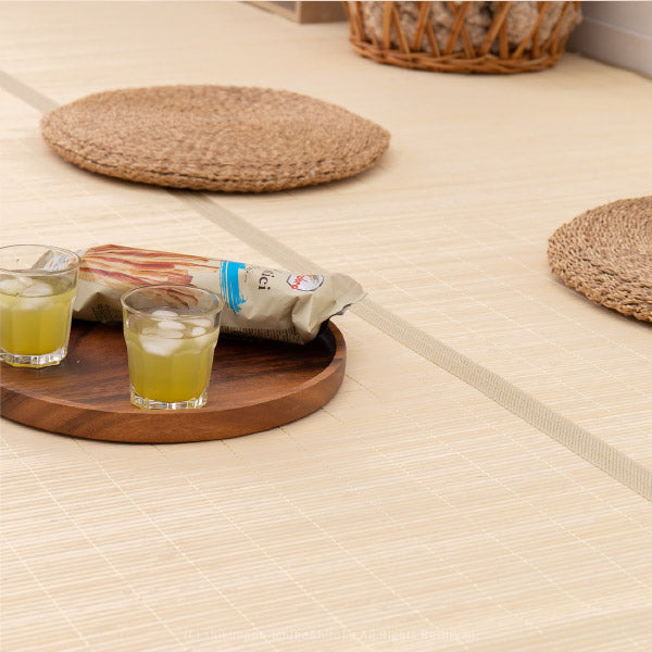 折りたためる 竹ラグ 葉月 約261×352cm 【江戸間約6畳】6帖 【長方形】 竹ラグ 無地 シンプル バンブーカーペット 竹上敷き 掃除しやすい  夏ラグ 春夏秋冬ラグ 年中 萩原 夏用 カーペット