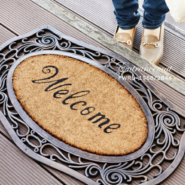 屋外玄関マット ココヤシ 銅仕上げラバーマット 約45×75×2.5cm ココマット エントランスマット ガーデンマット FWRB-1968 FWRB-2844 萩原