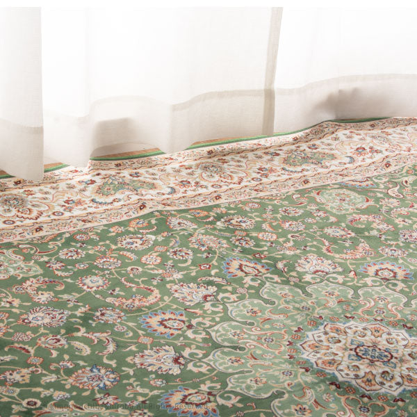 ラグ カーペット 薄手 薄い 転写プリントターコイズ プリシア パレス イビイ ブルグ 約230×230cm【約3畳】 洋風 エレガント 撥水 薄手 カーペット オールシーズン 掃除しやすい 萩原 秋冬用