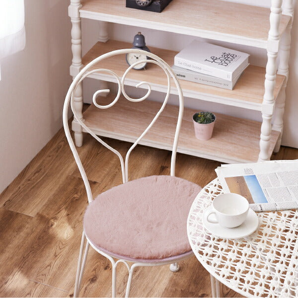 ラビットファータッチ座布団 ラパン 直径38cm チェアパッド 丸 マット エコファー オールシーズン 無地 シャビー グレーインテリア 可愛いチェアパッド おしゃれ 女の子 姫系 かわいい ダスティーカラー くすみカラー ふわふわ 萩原 秋冬用