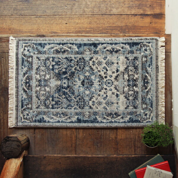 ウィルトン織マット RAKKAS ラッカス グレイズ 約60×90cm 玄関マット 室内 屋内 おしゃれ オリエンタル ヴィンテージライク モロッカン 民族柄 エスニック ペルシャ絨毯風 萩原