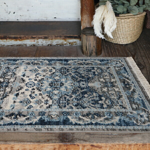 ウィルトン織マット RAKKAS ラッカス グレイズ 約60×90cm 玄関マット 室内 屋内 おしゃれ オリエンタル ヴィンテージライク モロッカン 民族柄 エスニック ペルシャ絨毯風 萩原