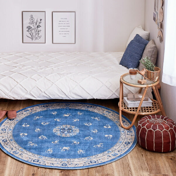 ラグ カーペット 洗える 薄手 フランネルミュゲ 約130×190cm 【約1.5畳】 ラグマット フェミニン シノワズリ 転写 洗えるラグ シャビーシック 台湾インテリア ホワイトインテリア 韓国インテリア 萩原 秋冬用