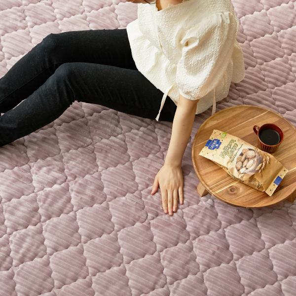 ラグ カーペット ふわふわタッチの洗えるキルトラグ ショコラ 約130×190cm〜 【約1.5畳〜】 あったか 暖かい パステルカラー 女の子 無地 モロッカン ホットカーペット ホットカーペットカバー 年中 床暖房対応 オールシーズン