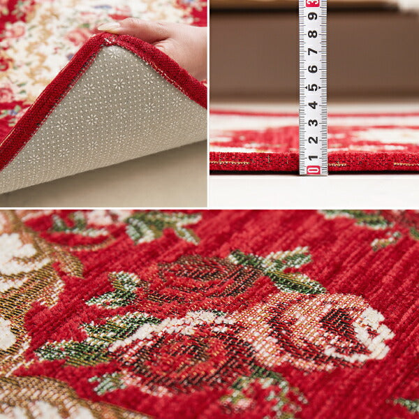 ゴブラン織 玄関マット ゴブランザイン 約60×90cm 室内 アクセントマット 花柄 絨毯柄 萩原