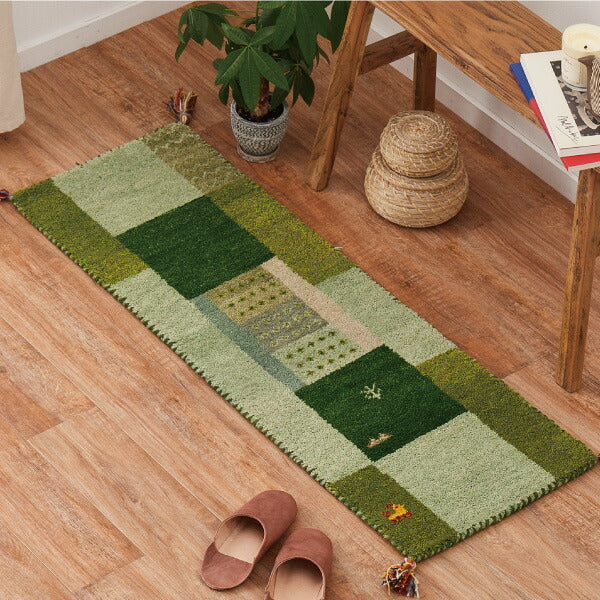 ギャベラグマット GABBEH D 約40×120cm 【5柄】ギャッベマット ギャッベ 羊毛 手織りマット 羊毛 屋内 おしゃれ ギャベカーペット 萩原 秋冬用