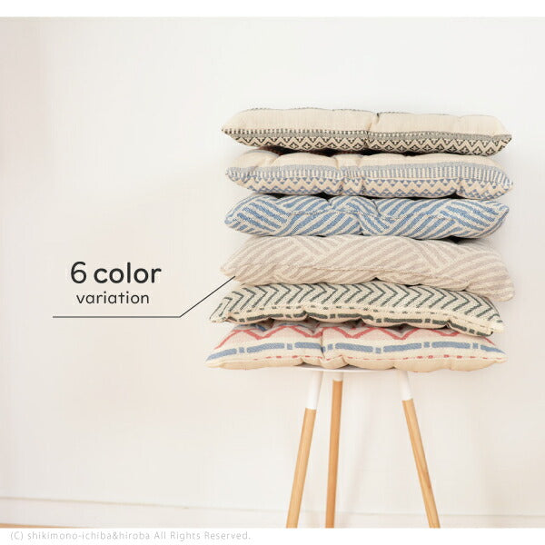 インド綿100%シートクッション6柄 約40×40cm 綿100% 座布団 幾何学柄 シンプルキリム柄 おしゃれ 男前インテリア コットンクッション 正方形 モノトーン シートクッション いす用 boho ボーホーインテリア おしゃれキャンプ 萩原 秋冬用 涼しい