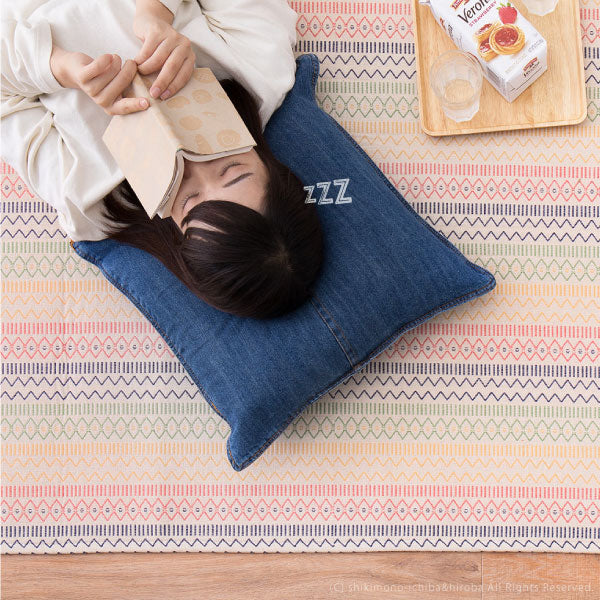 洗濯機で洗えるラグ 綿100% ハシーナ 約130×185cm【ウレタン3mm】【約1.5畳】 インド綿 コットン100% ラグマット タッセル付き ナチュラル かわいい おしゃれ オールシーズン 小さめ 長方形 北欧 萩原 秋冬用 涼しい