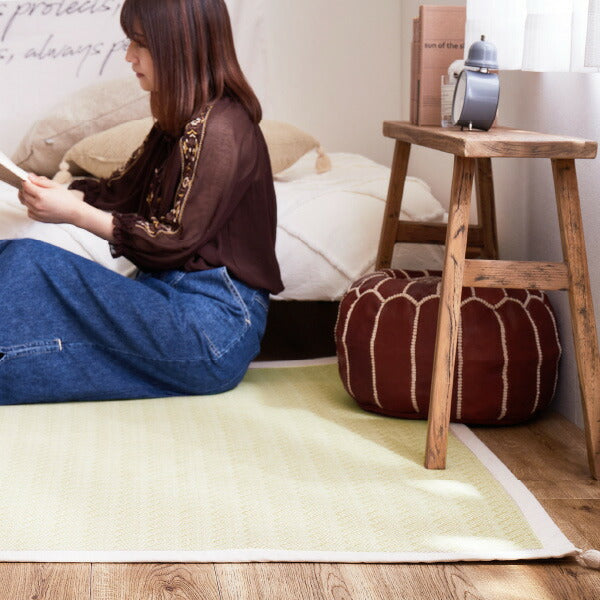 ラグ 洗える 洗濯機で洗える 綿100% アルト 約90×185cm【ウレタン3mm】【約1畳】 インド綿 コットン100% ラグマット タッセル付き ナチュラル かわいい おしゃれ オールシーズン 小さめ 長方形 萩原 秋冬用 涼しい