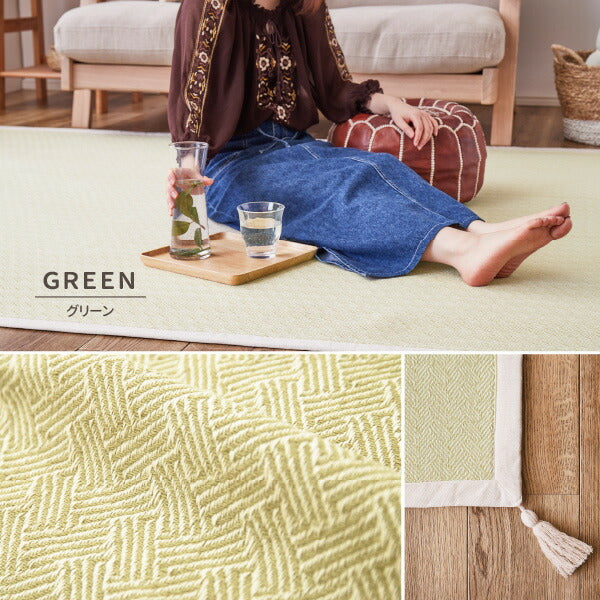 ラグ 洗える 洗濯機で洗える 綿100% アルト 約90×185cm【ウレタン3mm】【約1畳】 インド綿 コットン100% ラグマット タッセル付き ナチュラル かわいい おしゃれ オールシーズン 小さめ 長方形 萩原 秋冬用 涼しい