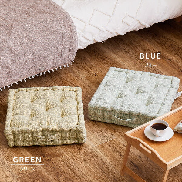 インド綿 クッキークッション アルト 約42×42×10cm 綿100% コットン100% 立体座布団 持ち手付き かわいい シンプル プレゼント アウトドア お出かけ座布団 おしゃれキャンプ 萩原 秋冬用 涼しい