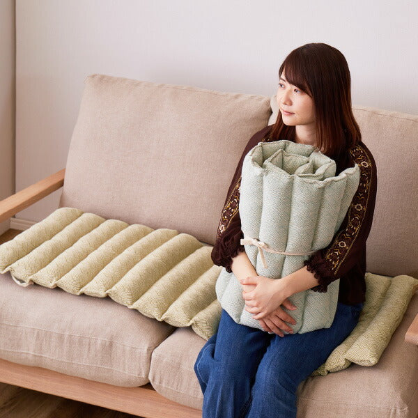 インド綿 ロングクッション アルト 約43×120cm 綿100% コットン100% 長座布団 ひも付き 丸めて枕 ごろ寝マット 持ち運び おしゃれキャンプ アウトドア 運動会 ピクニック 萩原 秋冬用 涼しい