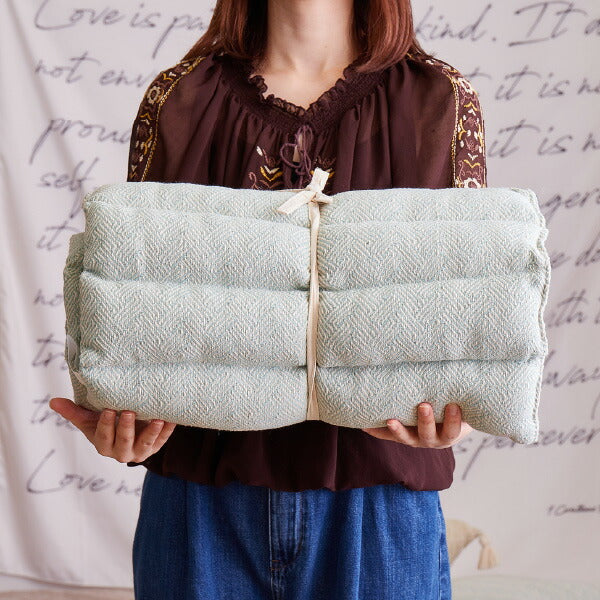 インド綿 ロングクッション アルト 約43×120cm 綿100% コットン100% 長座布団 ひも付き 丸めて枕 ごろ寝マット 持ち運び おしゃれキャンプ アウトドア 運動会 ピクニック 萩原 秋冬用 涼しい