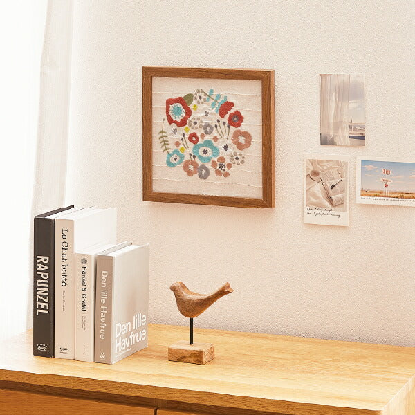 アートパネル ファブリックパネル 約25×25cm KUKKA(クッカ) 北欧 花 壁掛け ウォールデコ おしゃれ 刺繍アート 萩原