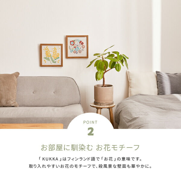 アートパネル ファブリックパネル 約25×25cm KUKKA(クッカ) 北欧 花 壁掛け ウォールデコ おしゃれ 刺繍アート 萩原