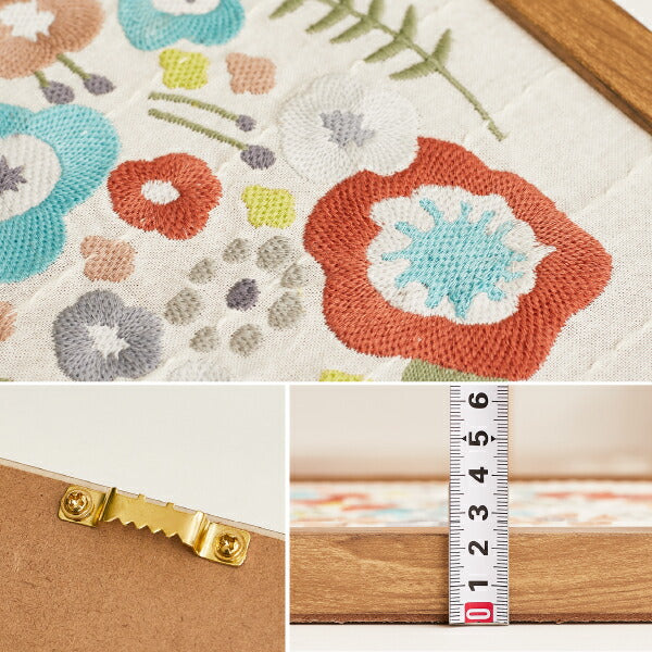 アートパネル ファブリックパネル 約25×25cm KUKKA(クッカ) 北欧 花 壁掛け ウォールデコ おしゃれ 刺繍アート 萩原