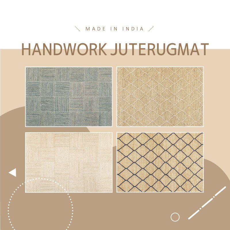 手織りハンドメイドのジュートラグ トロン・モロッカン 約120×180cm 約1.5畳 おしゃれ かわいい 約120×180cm 小さめ インド製 韓国インテリア 夏用ラグ 萩原