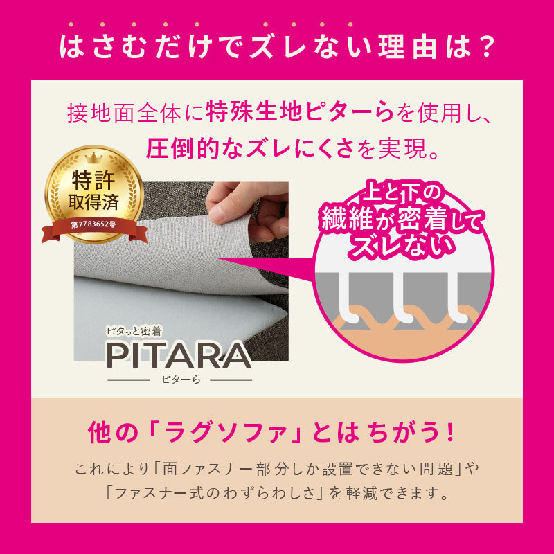 ズレない洗える ラグソファ 滑り止め付き フロアソファ ピターら