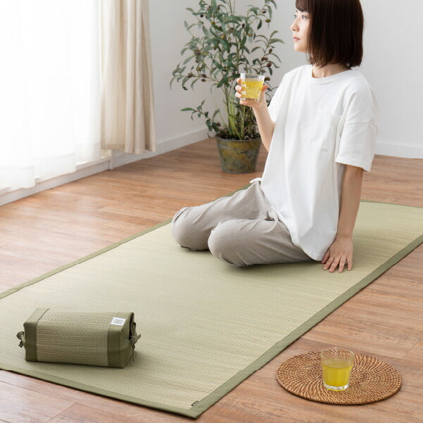 倉敷帆布×国産い草シーツ 吉備 約88×195cm 日本製 和風シーツ はんぷ 丈夫 シンプル グリーン ブラウン い草シーツ い草寝具 寝ござ 寝茣蓙 節電 安眠 快眠 熱中症対策 敬老の日 ギフト 孫 プレゼント 節電、安眠、快眠実用的 井草 イグサ