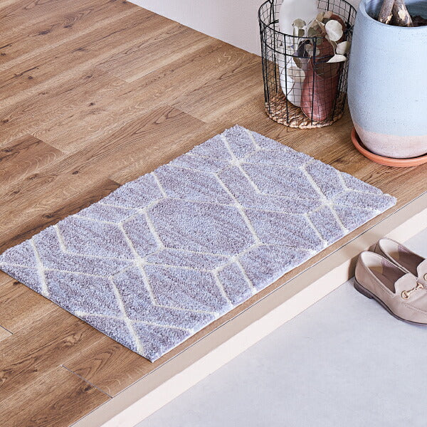 玄関マット 室内 クロード 約50×80cm 屋内 マット アクセントマット ベッドサイドマット シンプル モダン グレー 滑り止め付き 萩原