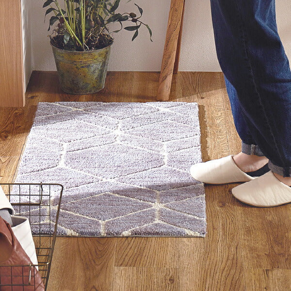 玄関マット 室内 クロード 約50×80cm 屋内 マット アクセントマット ベッドサイドマット シンプル モダン グレー 滑り止め付き 萩原