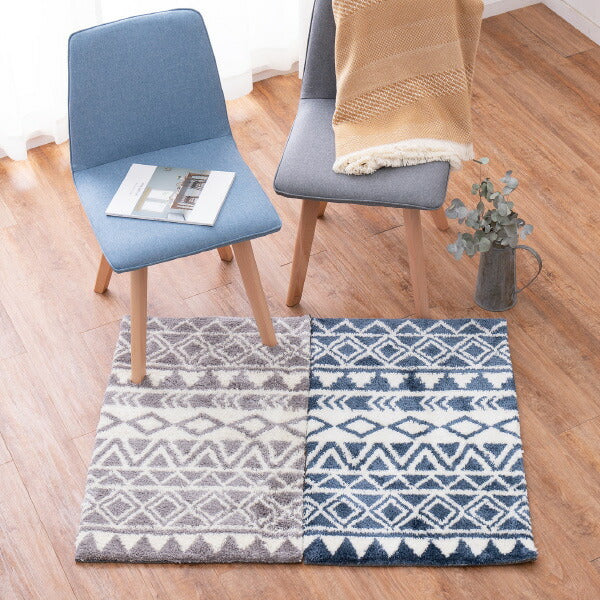 玄関マット ルイーズ 約50×80cm マット 幾何学模様 グレーインテリア 北欧 おしゃれ シンプル アクセントマット 室内 屋内 厚手 エントランスマット 萩原 秋冬用