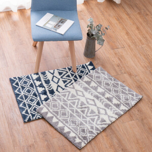 玄関マット ルイーズ 約50×80cm マット 幾何学模様 グレーインテリア 北欧 おしゃれ シンプル アクセントマット 室内 屋内 厚手 エントランスマット 萩原 秋冬用