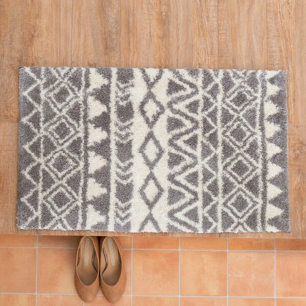 玄関マット ルイーズ 約50×80cm マット 幾何学模様 グレーインテリア 北欧 おしゃれ シンプル アクセントマット 室内 屋内 厚手 エントランスマット 萩原 秋冬用