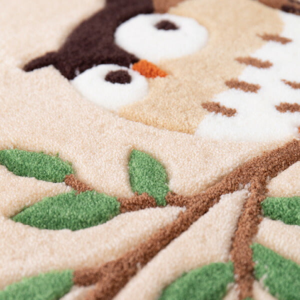 洗える玄関マット グーフォ 約50×80cm マット ふくろう柄 フクロウ 金運 梟 運気アップ 風水 アクセントマット 室内 屋内 厚手 エントランスマット 敬老の日 プレゼント 孫 萩原