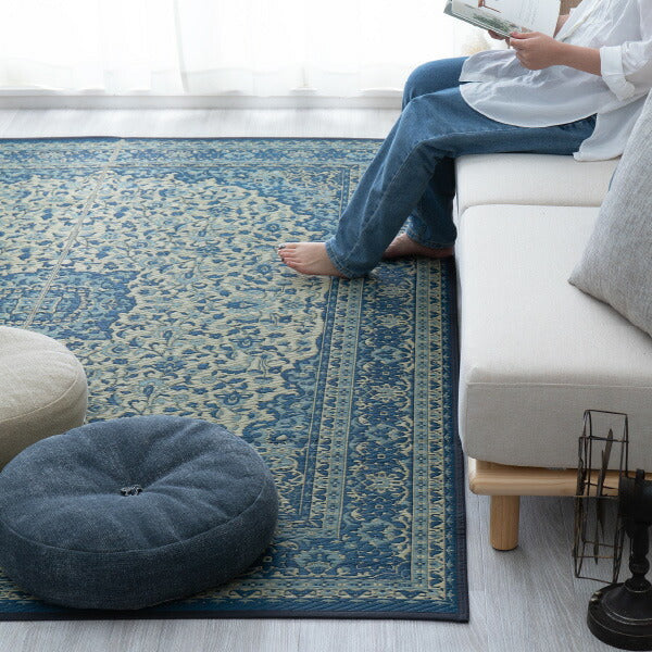 細密で美しい柄のい草ラグ コンチェルト 【裏貼有】 約191×191cm 【約2.5畳】 【正方形】 抗菌 防臭 まるでペルシャ絨毯!カーペット 井草 イグサ いぐさ 年中 萩原 春夏秋冬 涼しい ひんやり