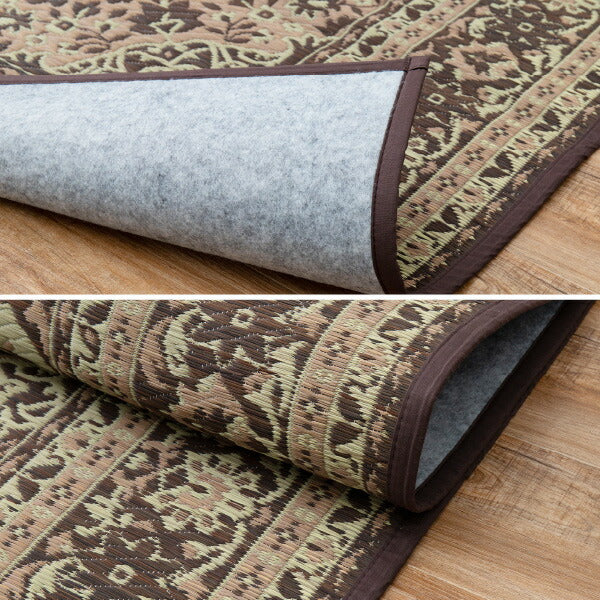 細密で美しい柄のい草ラグ コンチェルト 【裏貼有】 約191×191cm 【約2.5畳】 【正方形】 抗菌 防臭 まるでペルシャ絨毯!カーペット 井草 イグサ いぐさ 年中 萩原 春夏秋冬 涼しい ひんやり