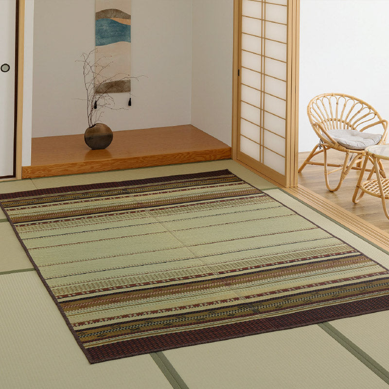 い草ラグ 風雅 ふうが【裏貼り】【約2.5畳/3畳】い草カーペット アクセントラグ ミンサー柄 沖縄柄 和モダン 男前インテリア アジアン 抗菌 防臭 井草 イグサ いぐさ 春夏秋冬用 ひんやり 涼しい