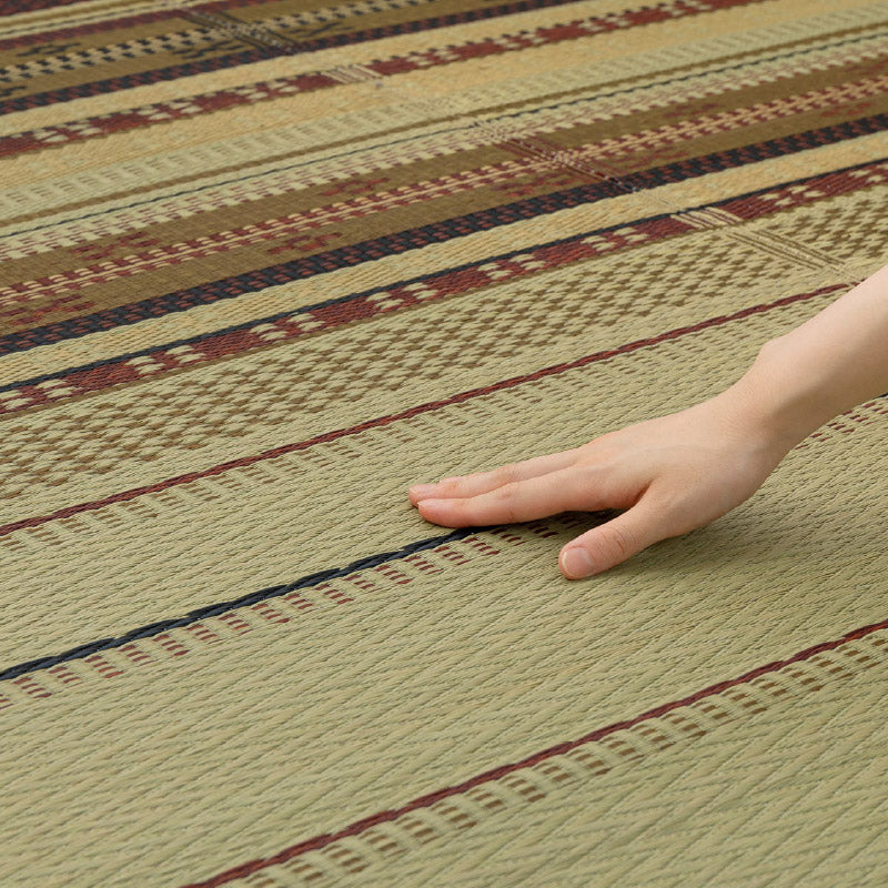 い草ラグ 風雅 ふうが【裏貼り】【約2.5畳/3畳】い草カーペット アクセントラグ ミンサー柄 沖縄柄 和モダン 男前インテリア アジアン 抗菌 防臭 井草 イグサ いぐさ 春夏秋冬用 ひんやり 涼しい