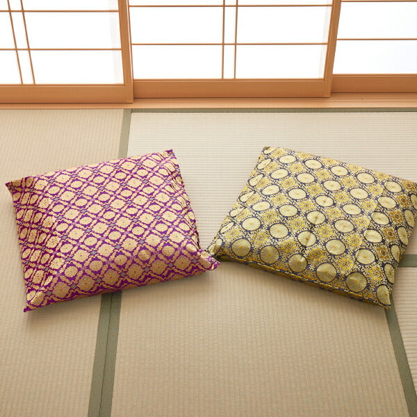 御前座布団カバー 華 久遠 約62×64cm 【ファスナー付き】 座布団カバー 御前座布団 紫色 金色 パープル ゴールド 和風座布団カバー 仏具 法事 年中 萩原 春夏秋冬 涼しい ひんやり