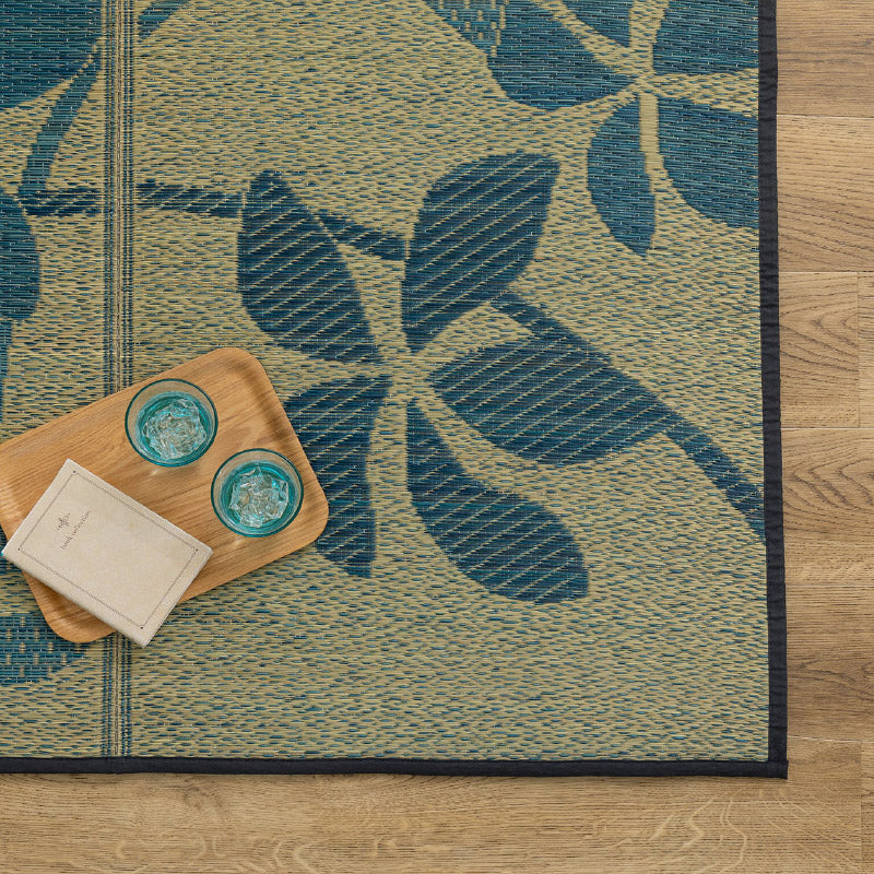 ふっくら ウレタン入り い草ラグ リーフ 厚手【裏貼り】【約2畳/3畳/4.5畳弱/6畳弱】い草カーペット アクセントラグ 和モダン 北欧 抗菌 防臭 井草 イグサ いぐさ 春夏秋冬用 ひんやり 涼しい