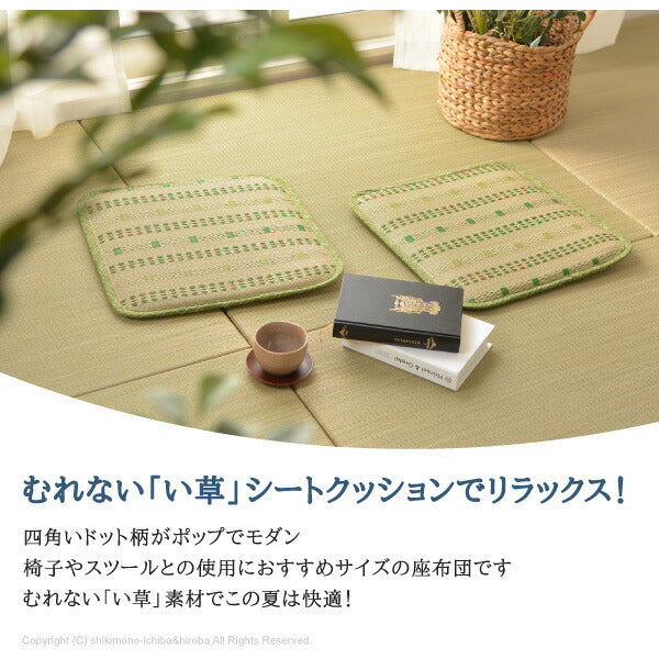 い草シートクッション ポルコ 約40×40cm ブルー グリーン 座布団 い草角型クッション チェアパッド ギフト 井草 イグサ いぐさ 年中 萩原 春夏秋冬 涼しい ひんやり