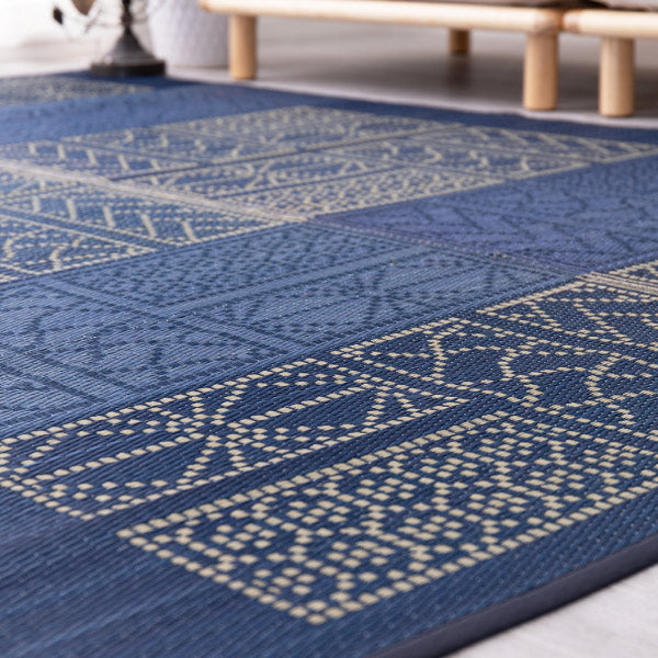 い草ラグ 伊勢(いせ) 約176×220cm 【約3畳/裏貼有り】 ござ 抗菌 防臭 おしゃれ モダン ブラウン ブルー 井草 イグサ いぐさ 年中 萩原 春夏秋冬 涼しい ひんやり