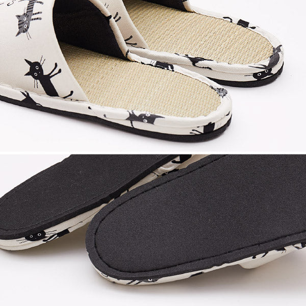 スリッパ い草 モノネコ Mサイズ 〜26cmまで対応 国産 日本製 猫グッズ ユニセックス 女性 ルームシューズ レディース ギフト プレゼント かわいい いぐさ 畳 室内 敬老の日 誕生日 年中 萩原 春夏秋冬 涼しい ひんやり