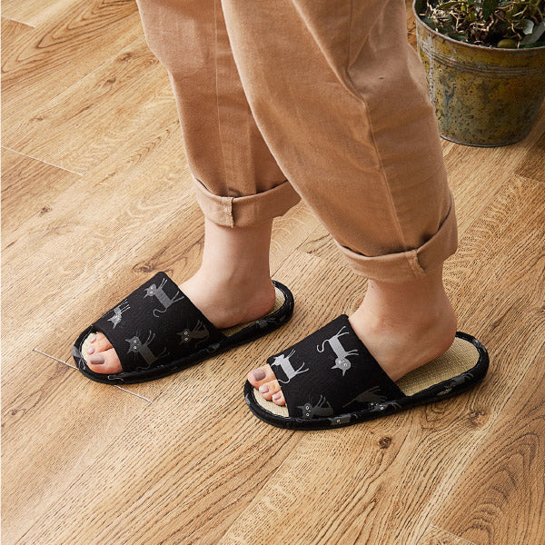 スリッパ い草 モノネコ Mサイズ 〜26cmまで対応 国産 日本製 猫グッズ ユニセックス 女性 ルームシューズ レディース ギフト プレゼント かわいい いぐさ 畳 室内 敬老の日 誕生日 年中 萩原 春夏秋冬 涼しい ひんやり